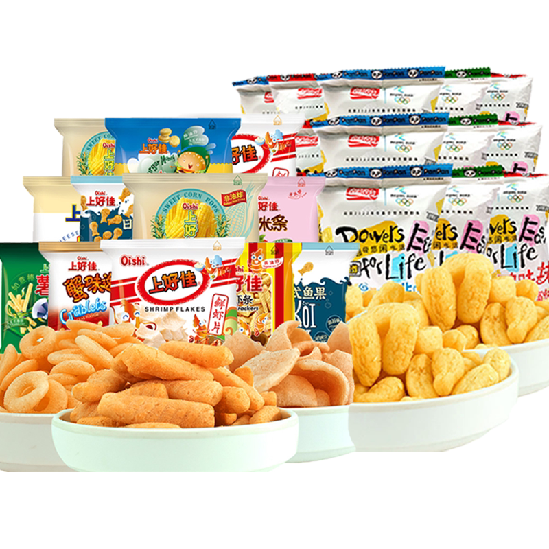 上好佳5g*30包 盼盼麦香鸡味块8g*20包组合混合味膨化零食hs
