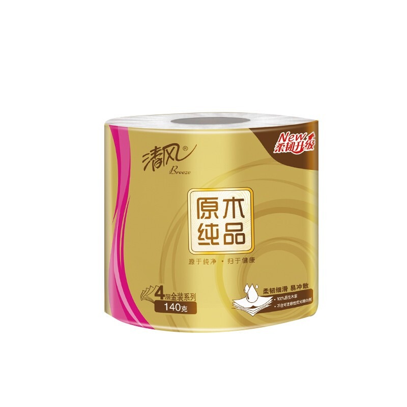清风金装有芯卷纸 4层140G*27卷【QYG】