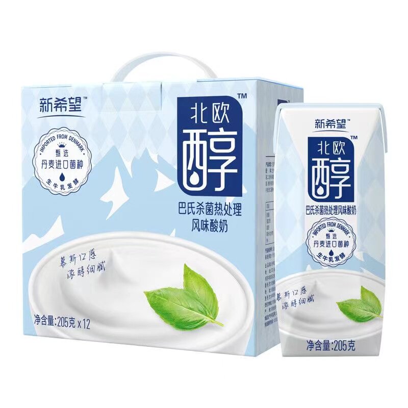 【2月产】 新希望白帝北欧醇风味酸奶 205g*12盒-by