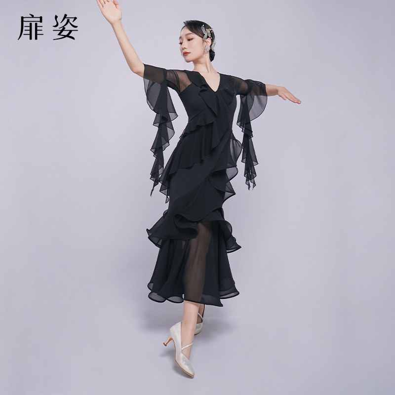 扉姿摩登舞连衣裙夏季演出服