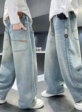 男童牛仔裤2026春秋新款中大童帅气百搭宽松男童裤子91303