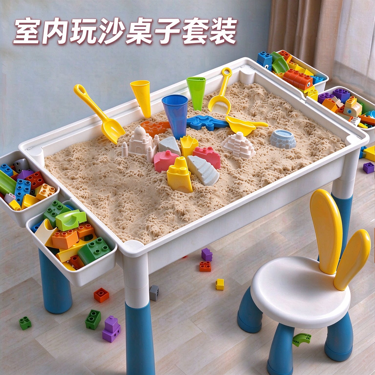 儿童室内玩沙子玩具积木桌子套装家用安全沙池不粘手专用太空沙盘