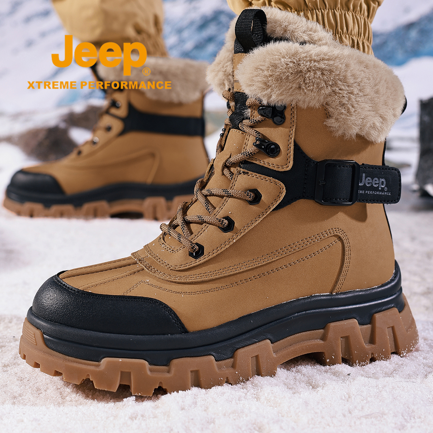 Jeep雪地靴男冬季加厚东北棉鞋