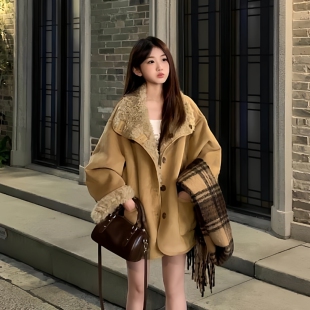 双面穿皮毛一体羊羔毛机车服大衣女装冬季中长款加厚保暖皮草外套