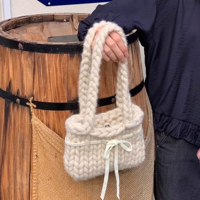毛线编织单肩斜挎包日韩小