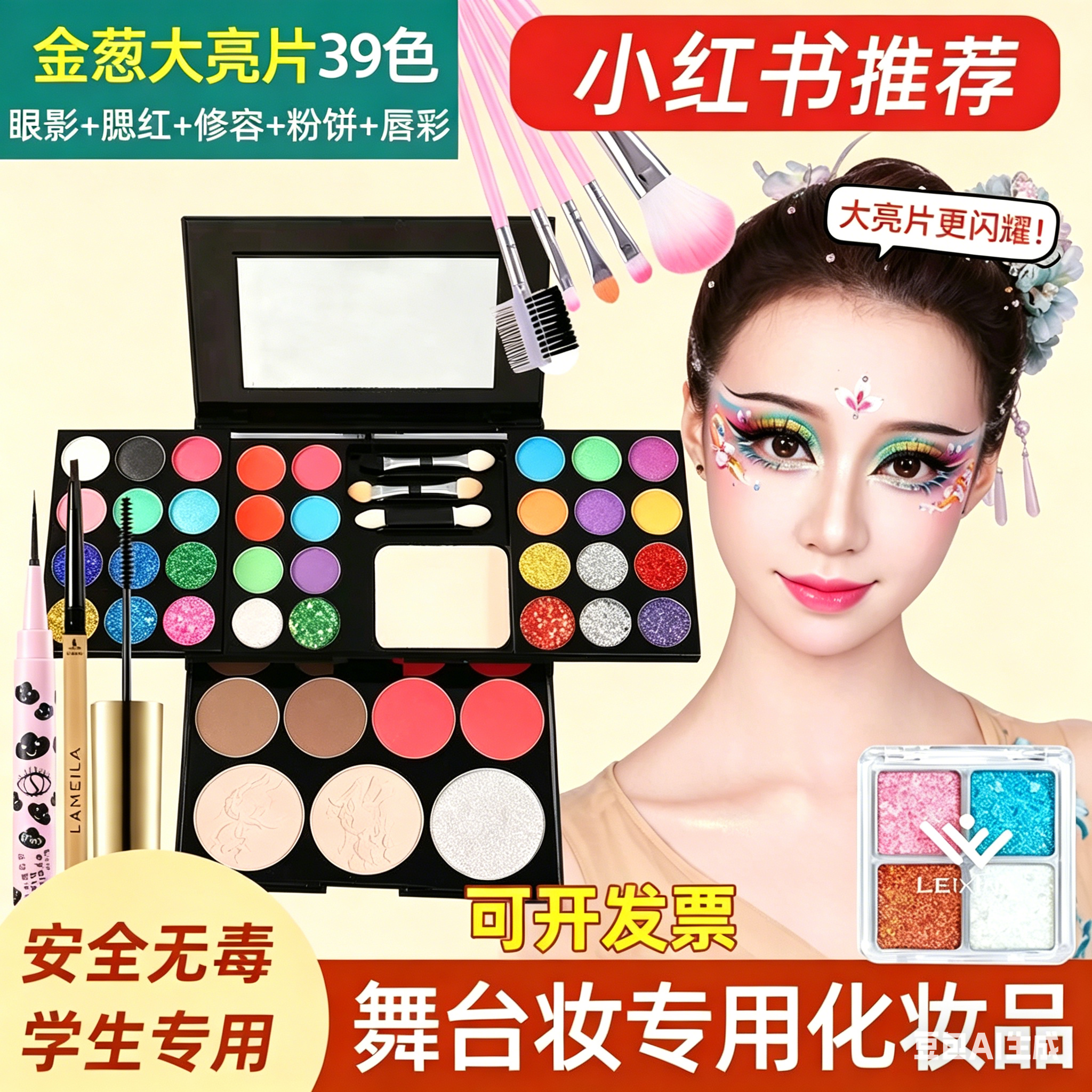 【舞台彩妆】39色彩妆套装全套