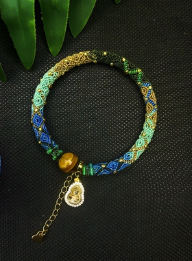 成品立体江山回纹手镯纯手工编织手绳可穿珠配件饰品礼物