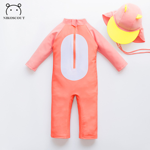 儿童泳衣2024新款 婴儿宝宝1岁3女童游泳衣防晒夏男童可爱 连体长袖