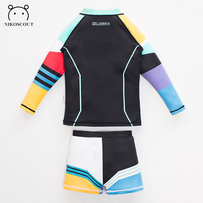 泳衣儿童女孩长袖防晒分体式中大童游泳衣泡温泉韩国少女显瘦泳装