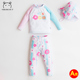 儿童泳衣女孩4岁3女宝宝洋气公主夏长袖 防晒分体套装 中大童游泳衣