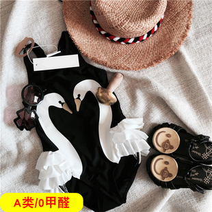 9岁3泳装 女孩宝宝连体比基尼婴幼儿游泳衣天鹅女童泳衣小童1