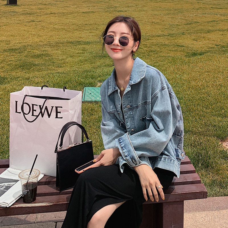 牛仔短外套女春秋2020年新款韩版宽松bf潮ins百搭炸街港风牛仔衣