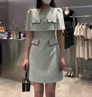 RUCY高级设计感斗篷披肩两件套连衣裙 夏小香风名媛OL风a字背心裙