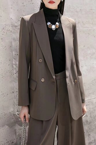 高级感长袖西装外套女秋宽松显瘦