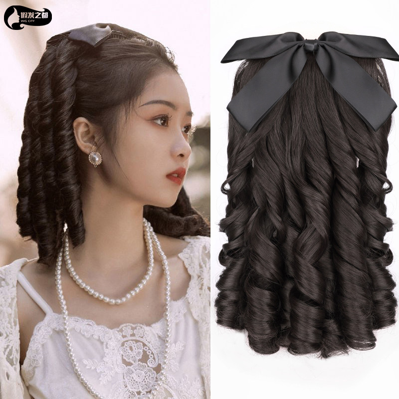 假发马尾女复古旗袍发型金粉世家民国公主罗马卷长发假马尾辫子
