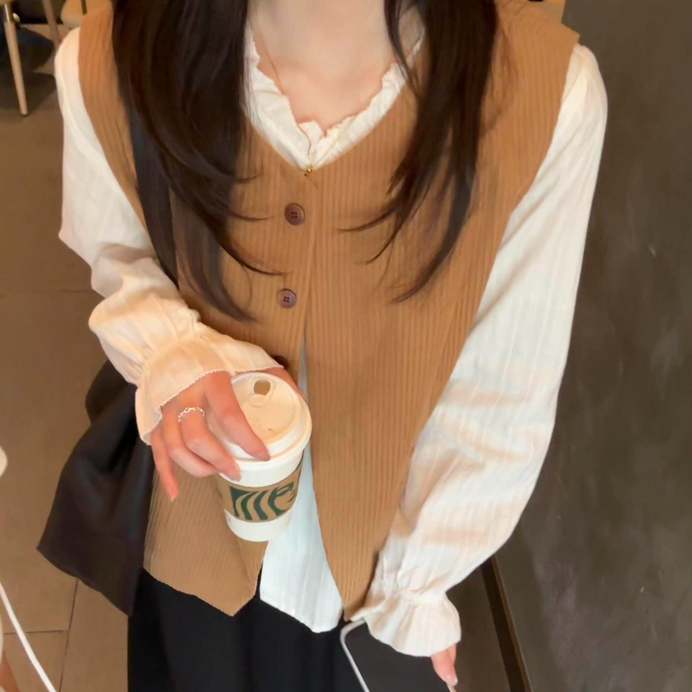 美拉德风早秋穿搭！女装秋季马甲时尚套装
