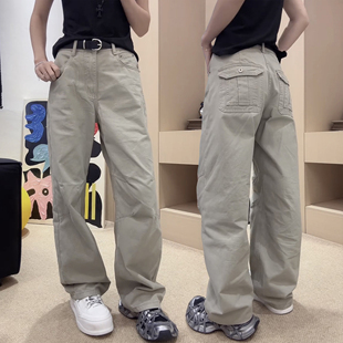 胖MM工装牛仔裤窄版阔腿裤女款2025秋季大码微胖mm显瘦弯刀长裤子
