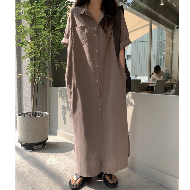 大码胖MM宽松衬衫裙简约裙子