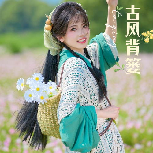 古风拍照摄影儿童舞蹈表演背篓