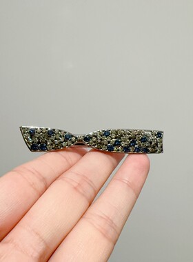 蓝灰色水钻刘海夹侧边夹金属夹子头饰精致外出百搭鸭嘴夹发饰品