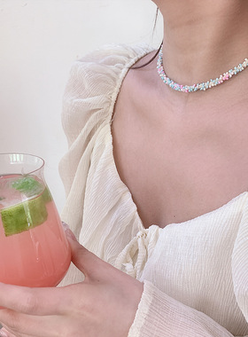 原创日本米珠chocker项圈锁骨链