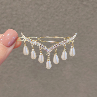 韩版网红个性发夹仿珍珠挂坠流苏青蛙扣少女刘海边夹顶夹发卡夹子