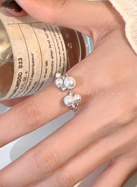 开口可调节珍珠戒指女高级感小众
