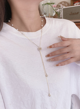 抖音初夏珍珠花朵小球女式项链