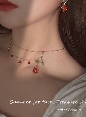 简约时尚性感玫瑰花枝钢丝圈项圈