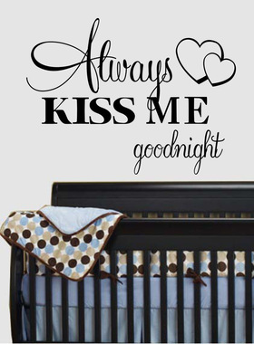 AF146 创意款浪漫kiss me精雕墙贴 ins 黑色英文字母贴热销
