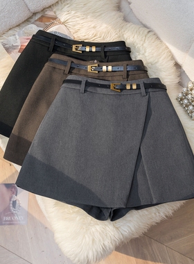 气质灰色西装半身裙女2025秋季侧开叉高级A字包臀裙显瘦短裙裤子