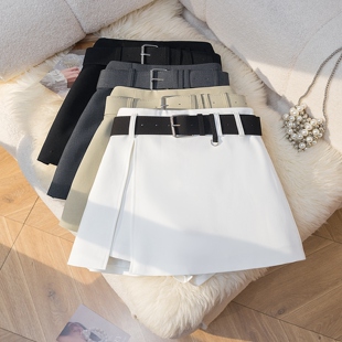 显瘦包臀辣妹短裙子 女2026春季 设计感白色侧开叉A字西装 半身裙裤