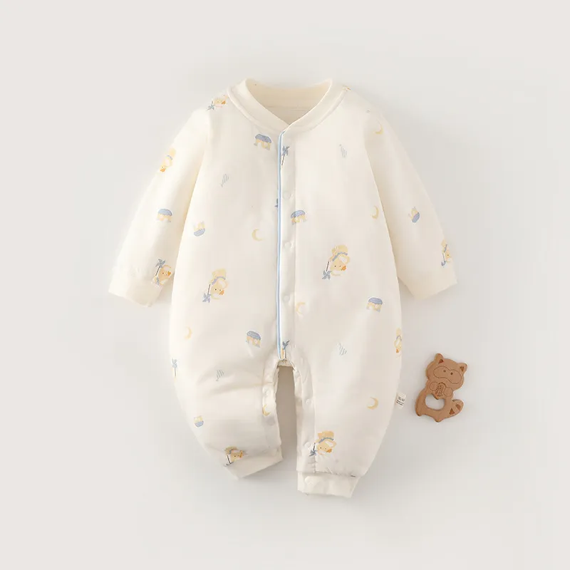 婴儿衣服宝宝秋冬款40克夹棉新生儿a类连体衣婴幼儿薄棉爬服保暖