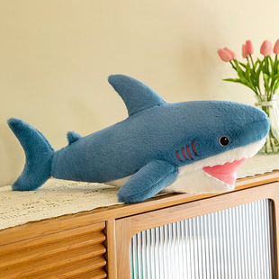 兔毛鲨鱼蓝色鲸鱼可爱公仔毛绒玩具大眼海豚抱枕玩偶礼物娃娃 新款