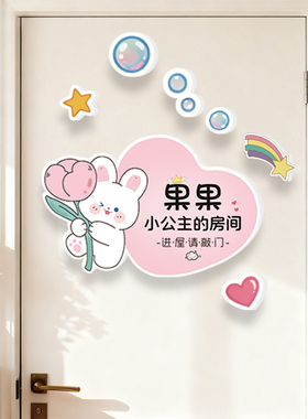 创意小公主房间卧室门牌定制立体