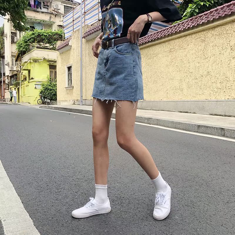 高腰牛仔裙半身裙女夏韩版新款复古简约修身学生防走光裙裤短裙潮|msdalam kategori Butik wanita / wanita, skirt - dari Buy2taobao.com untuk memberikan perkhidmatan ejen Taobao profesional membeli