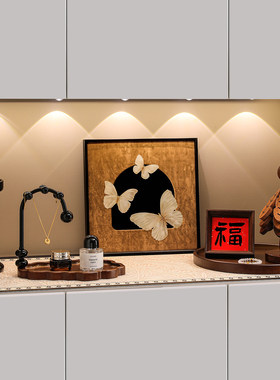 门口玄关收纳盒中古风钥匙收纳玄关摆件入户门装饰画鞋柜置物架搬
