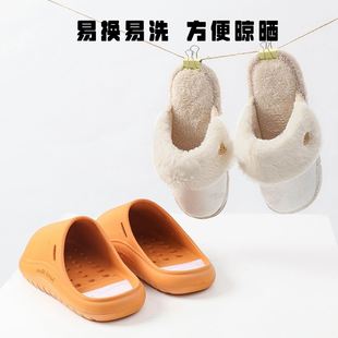 包头鞋通用鞋套可拆可清洗内胆魔术贴加绒鞋垫冬天棉拖鞋替换鞋垫