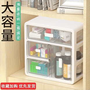 网红透明药品收纳盒小药盒大号家用应急医用箱便民服务箱抽屉式