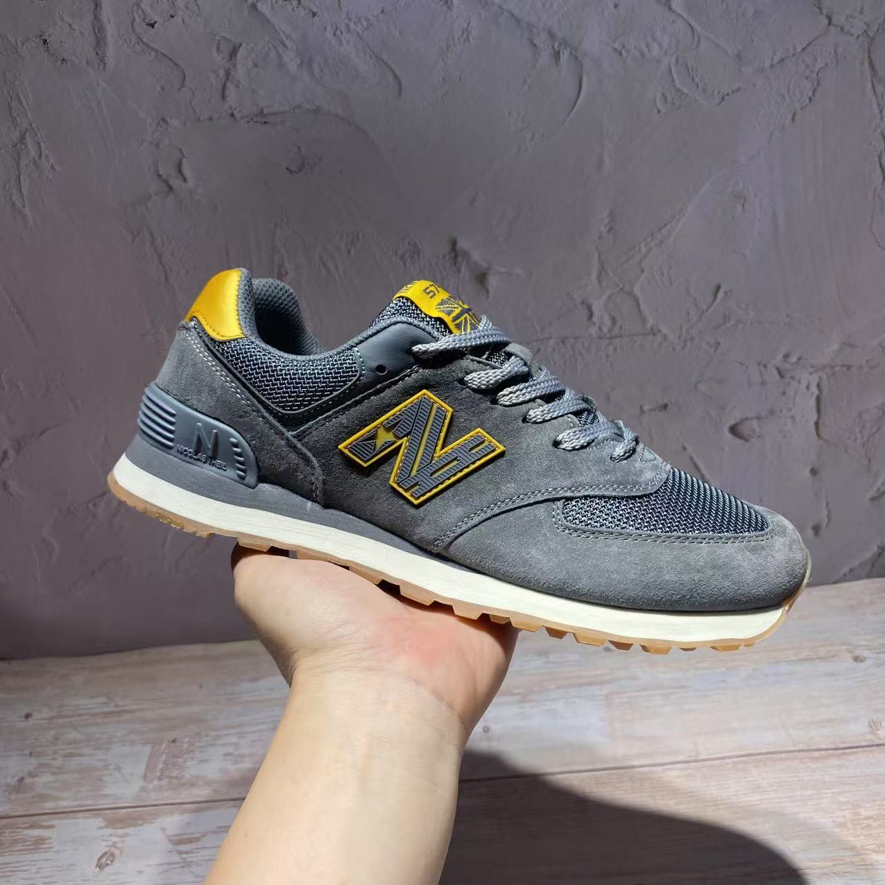 外贸尾货真皮春秋网面透气运动男鞋撤柜跑步鞋百搭复古休闲慢跑鞋