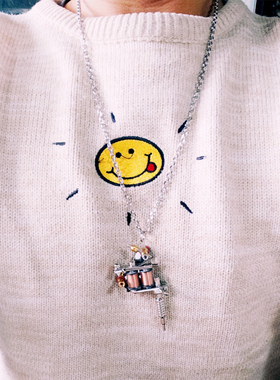 STAYSTRONG日韩潮人高街个性小物件迷你纹身机项链男女长款毛衣链