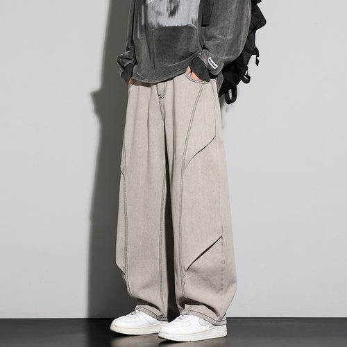 NASA联名大码直筒男牛仔裤