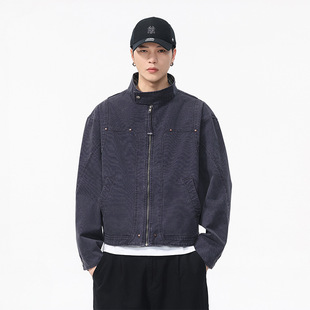 NASA官方联名美式复古撞色水洗翻领外套2026年潮牌微宽松工装多色