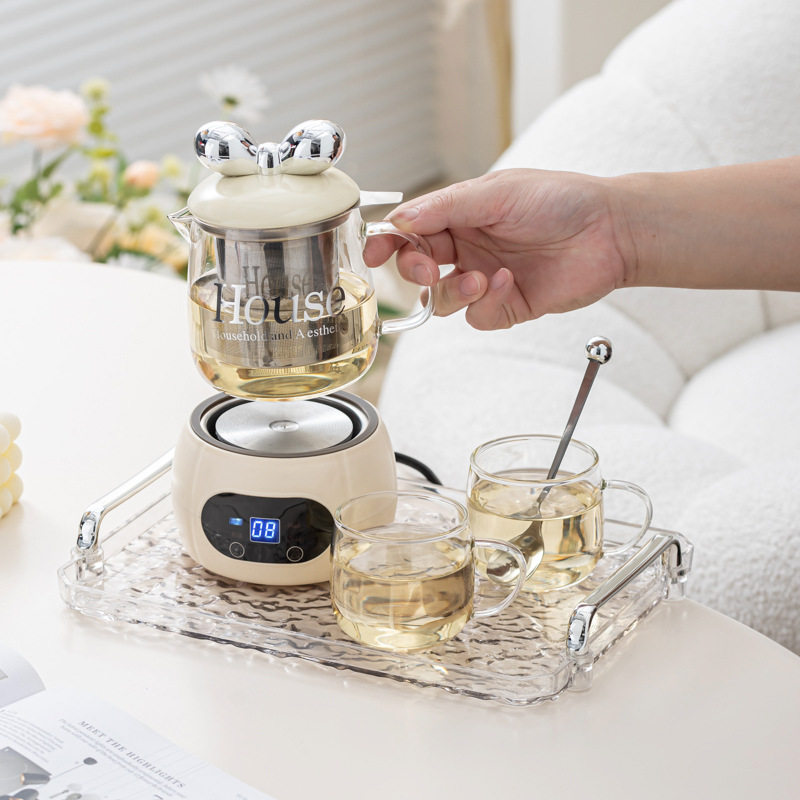 创意轻奢蝴蝶结养生壶套装带茶漏伴手礼高颜值多功能煮水壶花茶杯