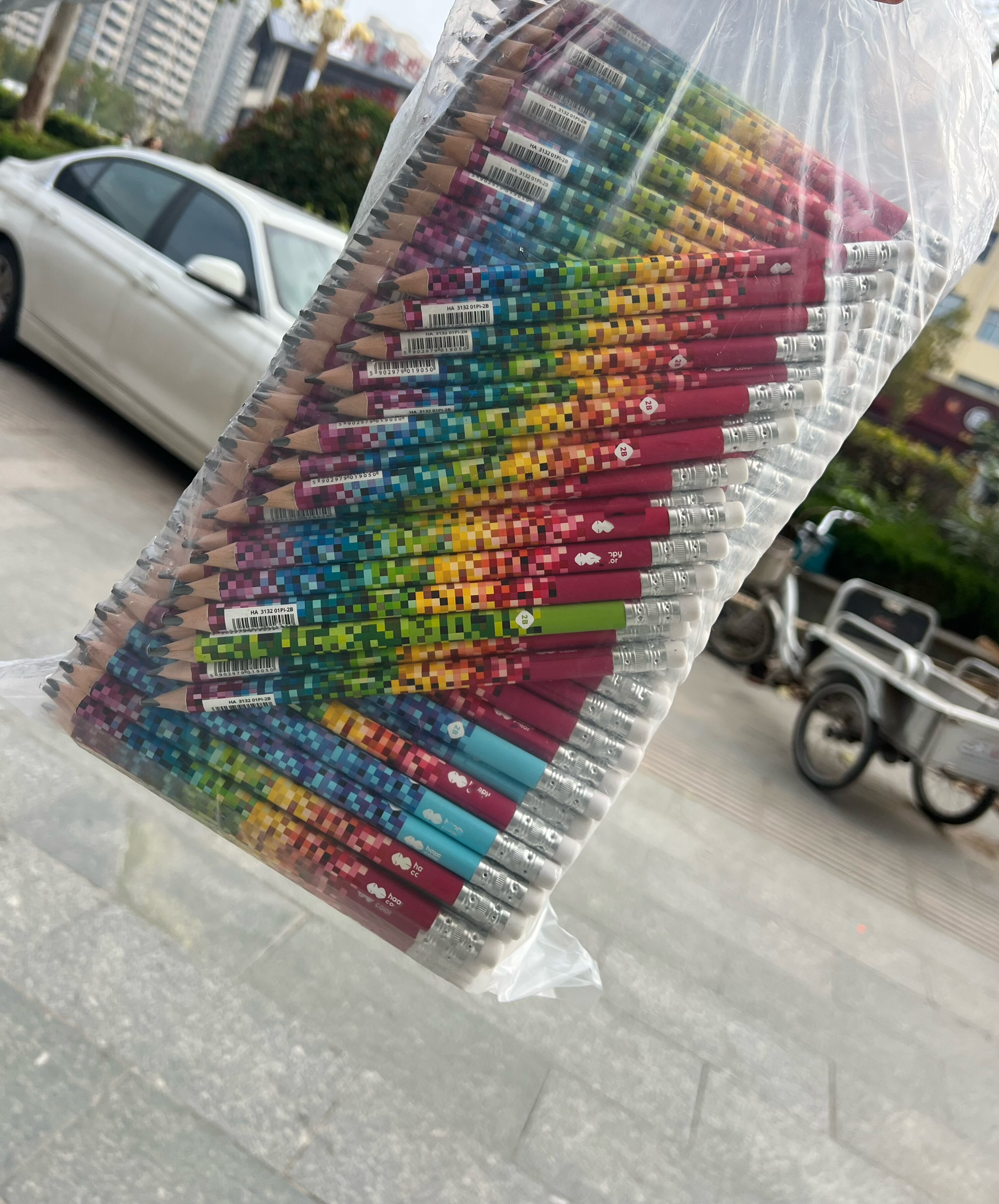 10支1厘米直径大三角杆乐高图案2B铅笔