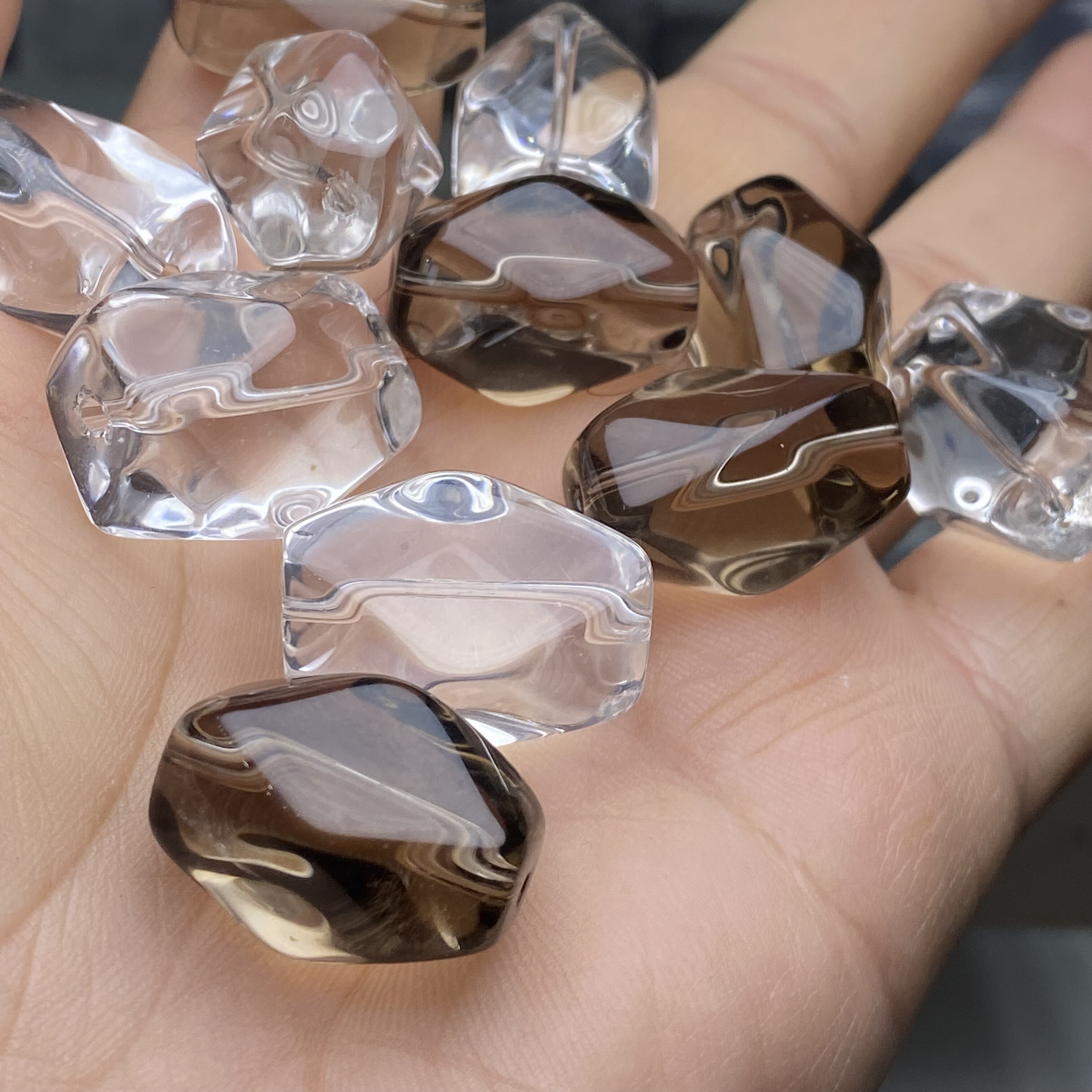 净体天然茶水晶随形散珠子原石手串手链项链白水晶隔珠diy配件饰