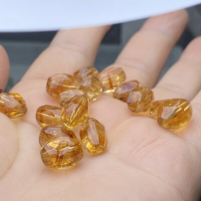 天然水晶黄塔晶随形散珠子手串手链项链黄阿塞随行diy配件配饰品