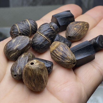 天然沉香木随行异形桶珠手链手串项链文玩蜜蜡diy配件配饰流行