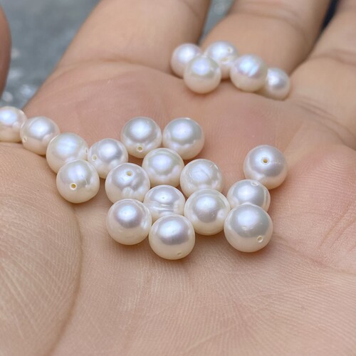 近圆形保真天然淡水珍珠散珠半成品手串手链锁骨链diy配珠配饰品