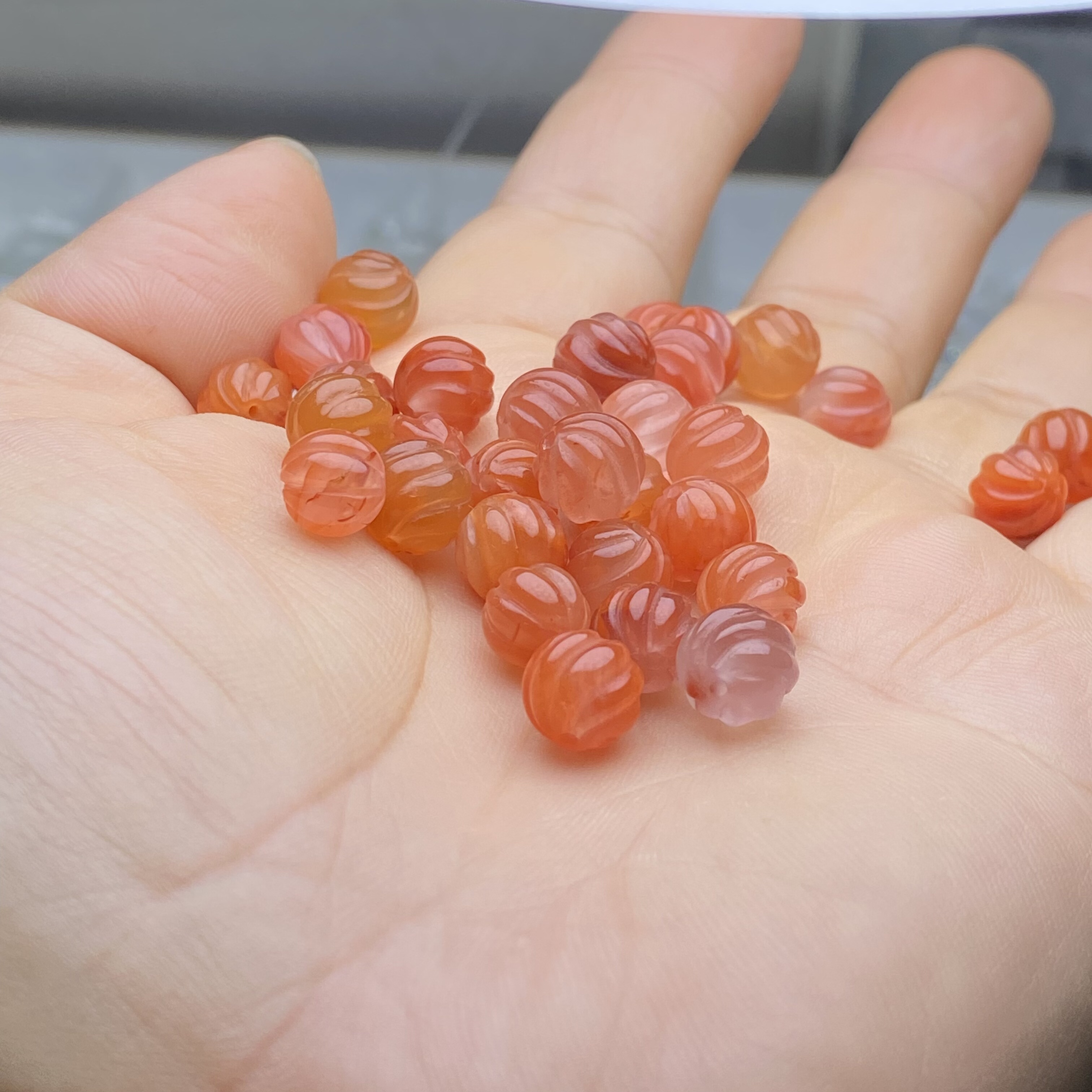 天然南红玛瑙扭珠南瓜珠散珠圆珠圆珠手串手链项链diy配珠配饰品